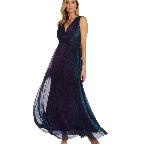 Long Metallic Dress Formal R&M Richards 9836